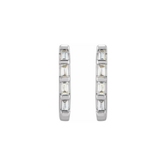 14k Gold Straight Baguette Diamond Huggies