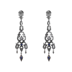 Odeon Diamond and Sapphire Chandelier Earrings
