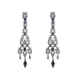 Odeon Diamond and Sapphire Chandelier Earrings