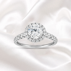 Pave Diamond Halo Engagement Ring