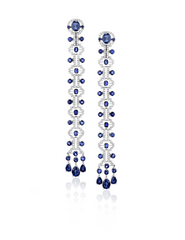 Odeon Long Drop Sapphire and Diamond Earrings