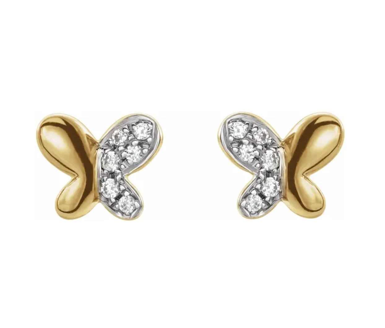 14k Yellow Gold Butterfly Earrings