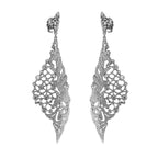 Wing Shaped Dangle Earrings with Diamonds