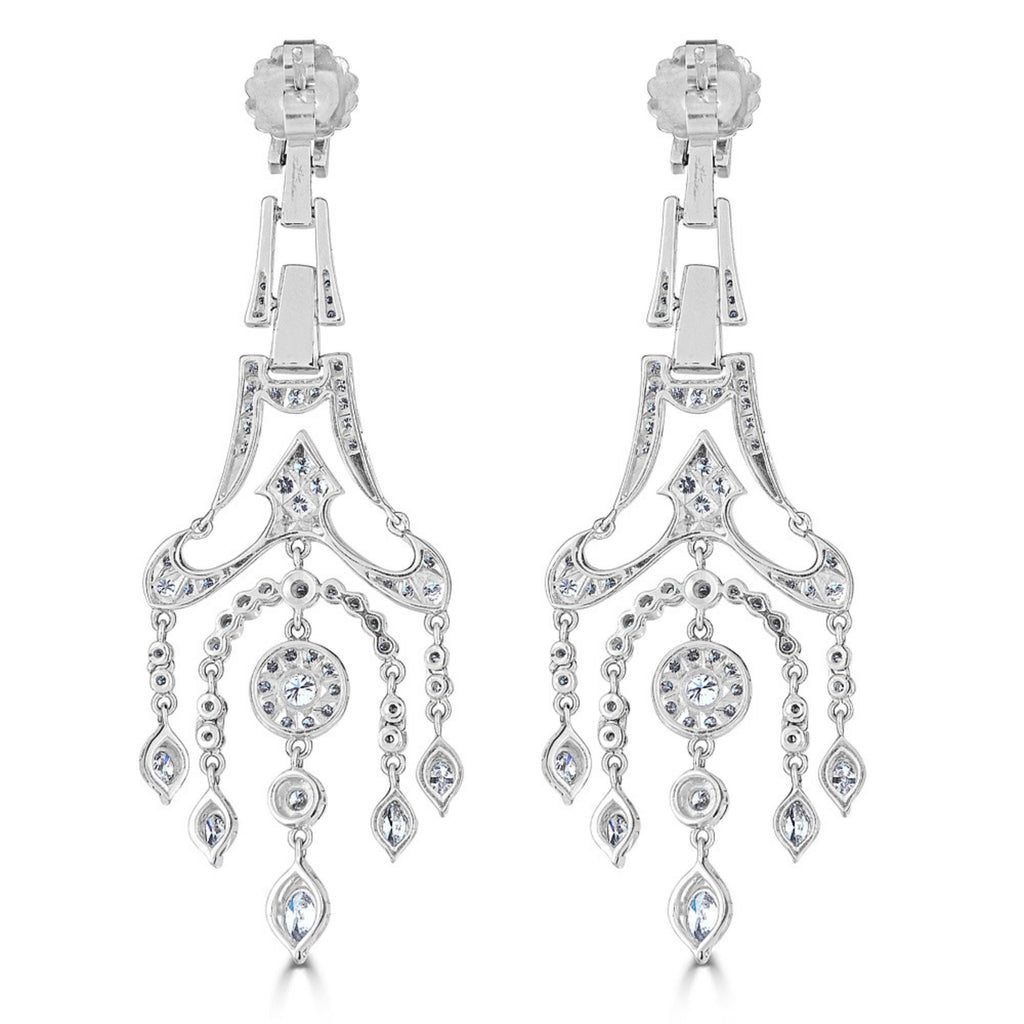 White Gold Chandelier Earrings with Diamonds