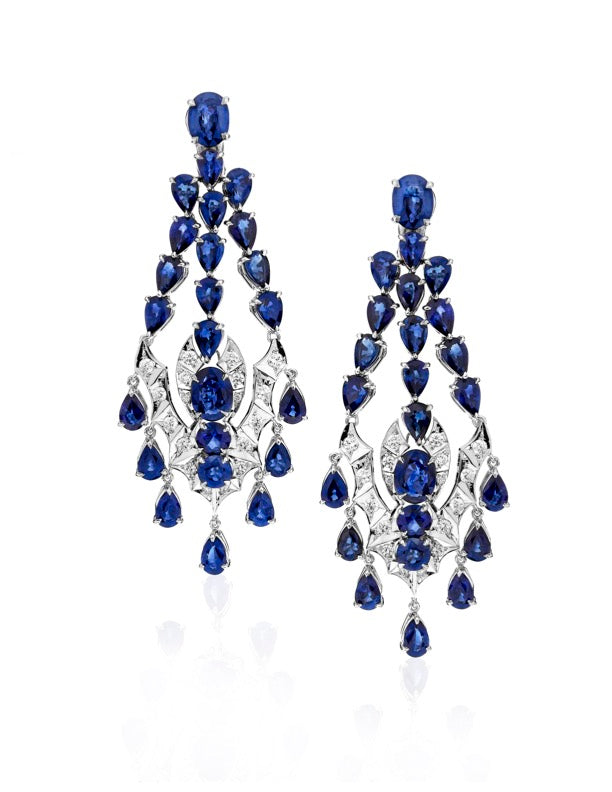 Chandelier Earrings with Sapphires and Diamonds Secondary image