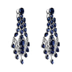 Chandelier Earrings with Sapphires and Diamonds