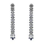 Odeon Long Drop Sapphire and Diamond Earrings