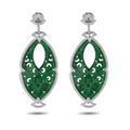 Carved Jade and Diamonds Earrings
