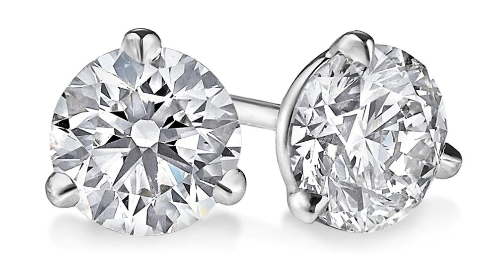 Classic Three Prong Round Diamond Studs