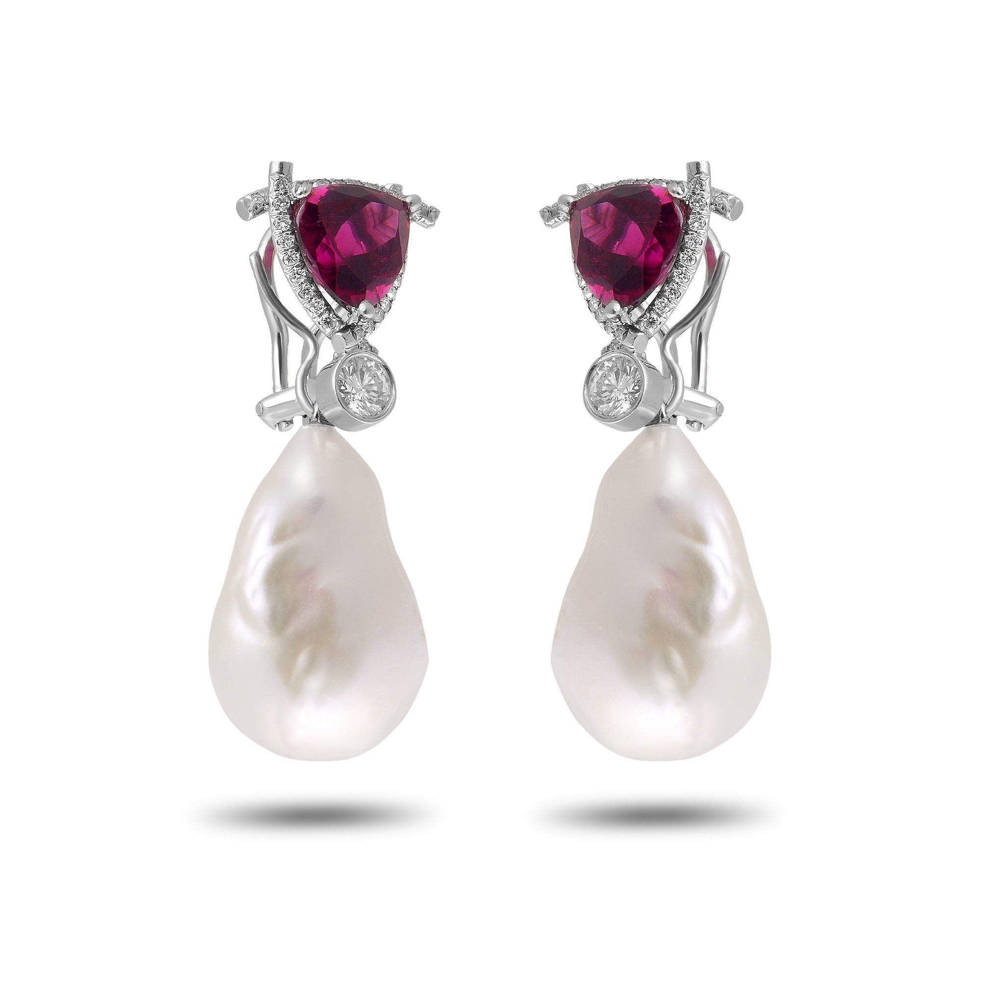 Detachable Baroque Pearl Diamonds Earrings