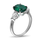 Round Emerald and Pear Shape Side Stones