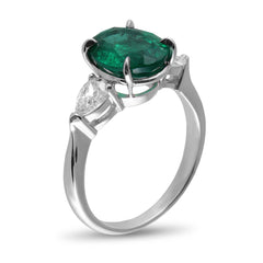 Round Emerald and Pear Shape Side Stones
