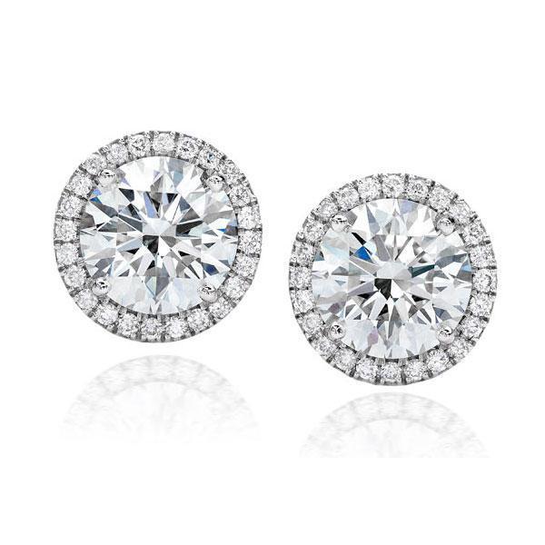 Pave Diamond Halo Round Diamond Studs Secondary image