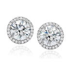 Pave Diamond Halo Round Diamond Studs