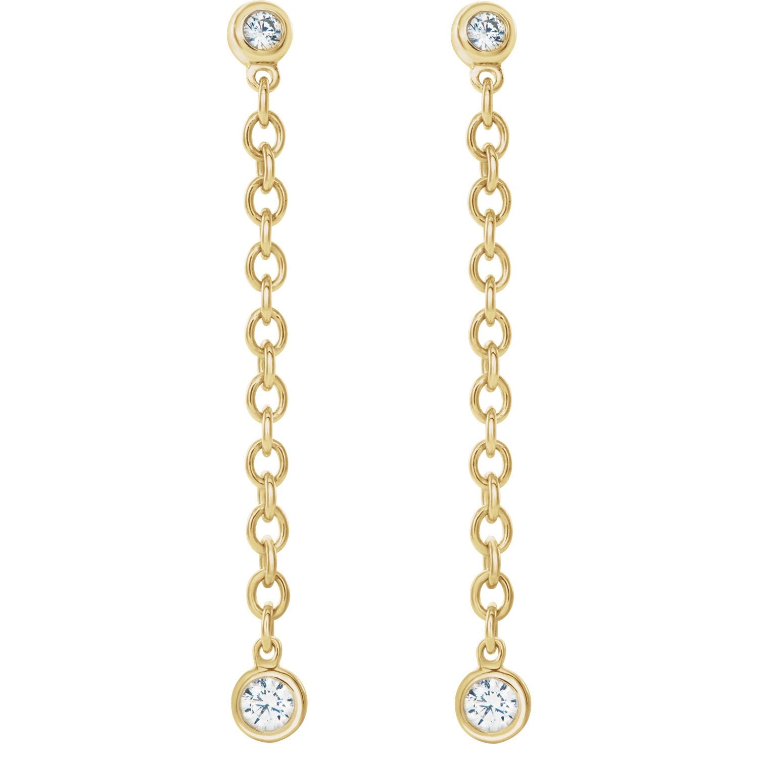 Bezel Set Diamond Chain Earrings