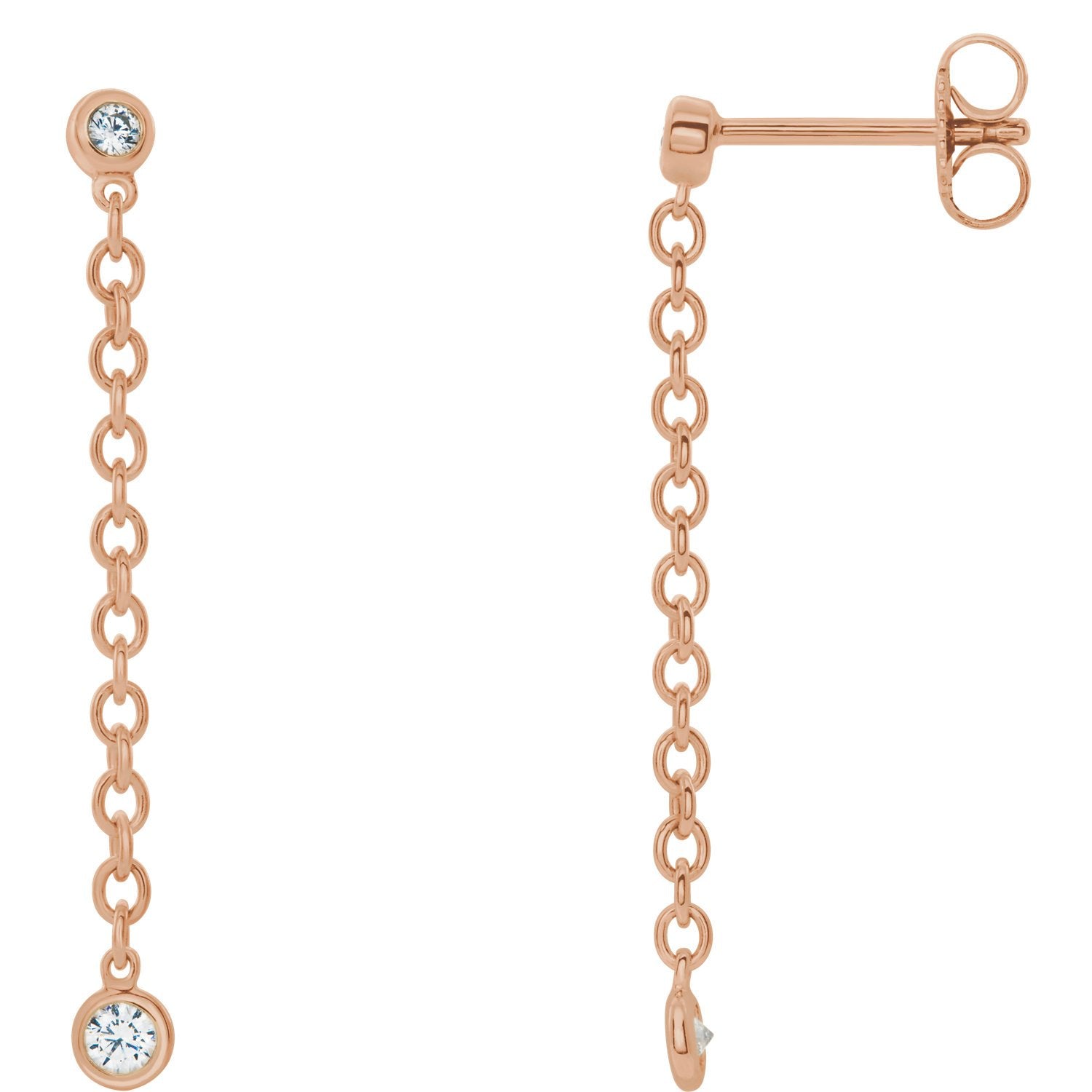 Bezel Set Diamond Chain Earrings