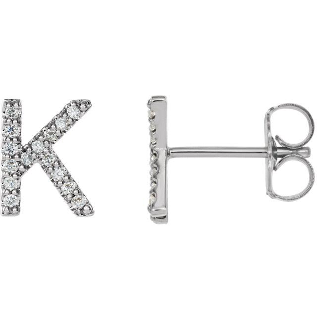 Pave Diamond Initial Letter Single Earring