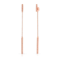 Pave Diamond Bar Chain Earrings