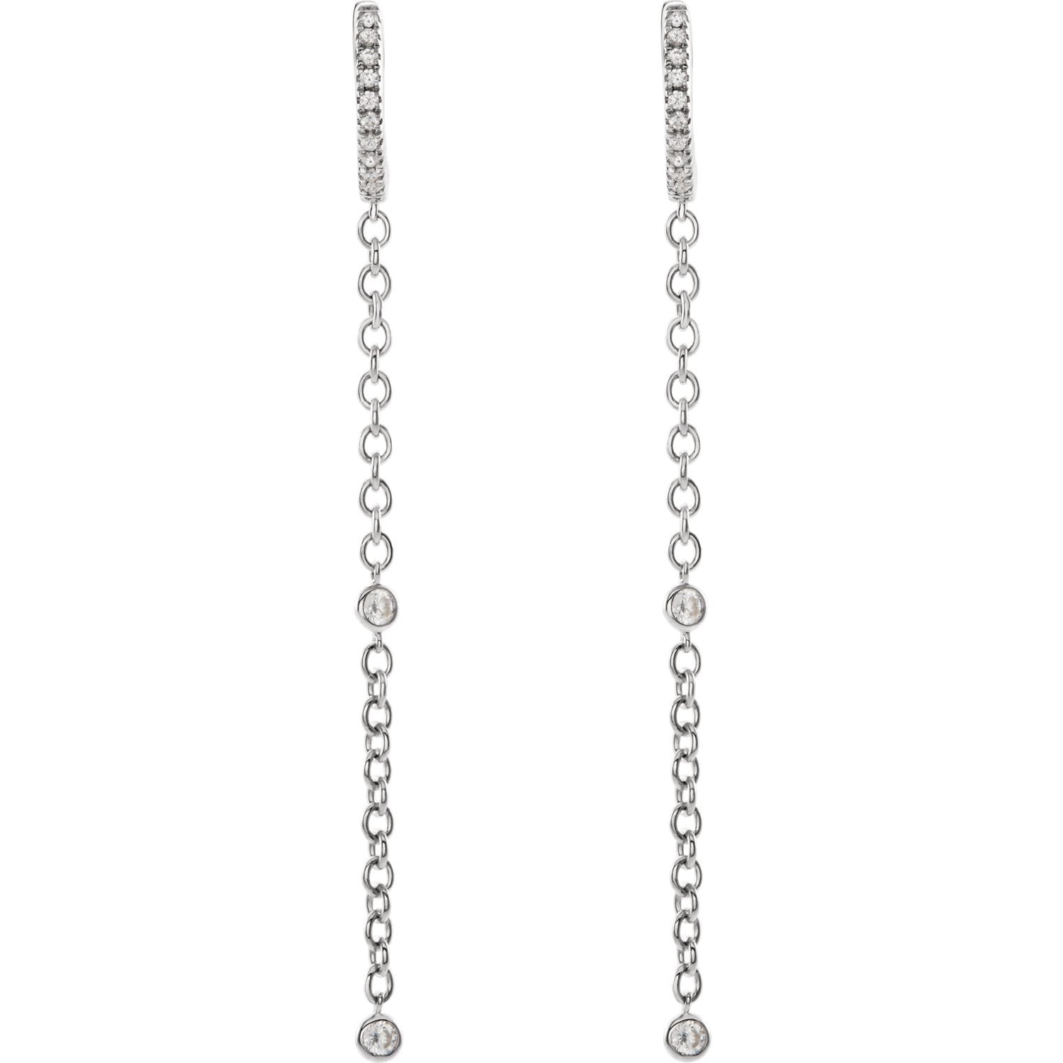 Diamond Hoop and Bezel Chain Earrings
