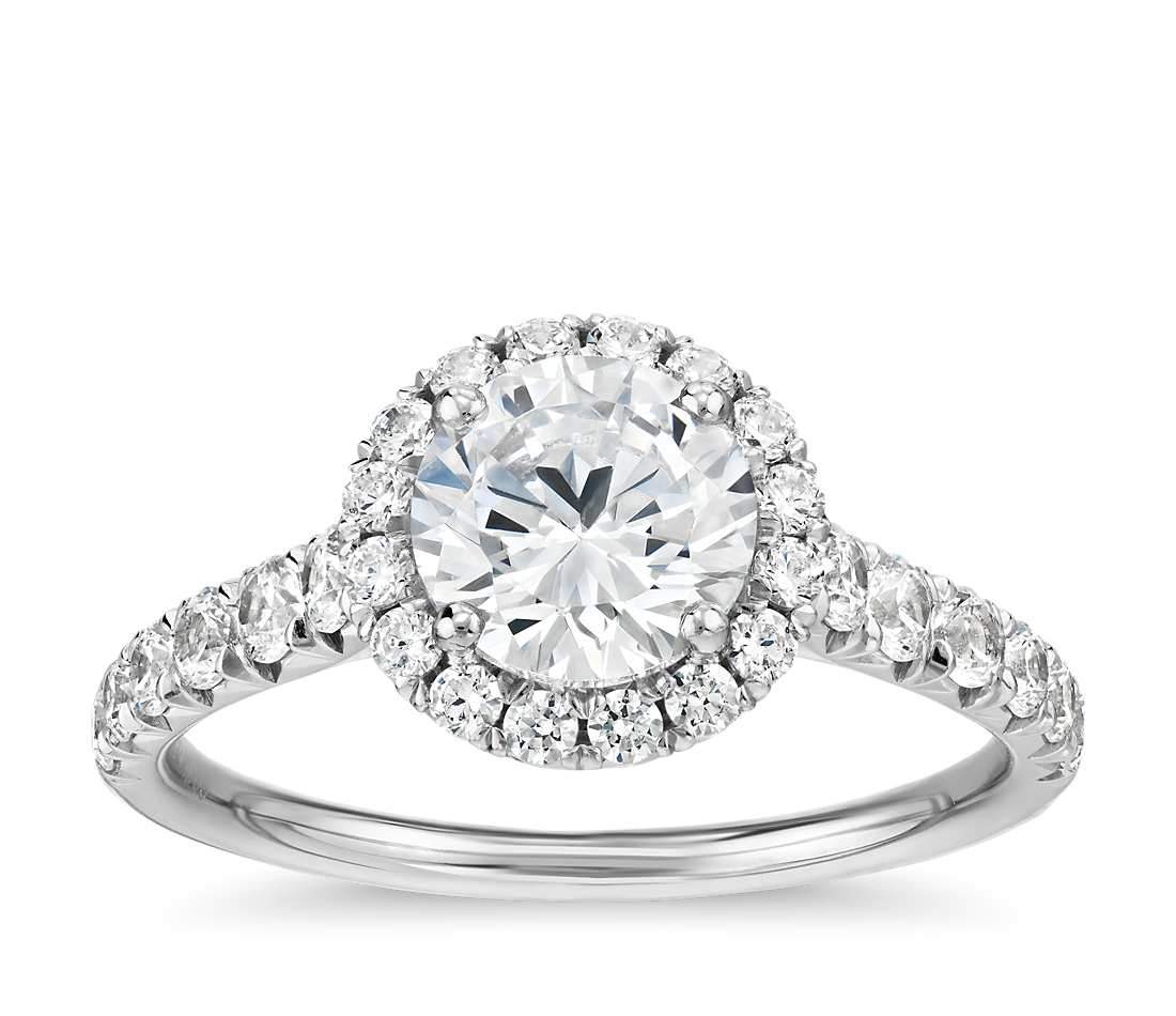 Pave Diamond Halo Engagement Ring Main image