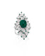 Cabochon Emerald and Pear Shaped Diamond Ring