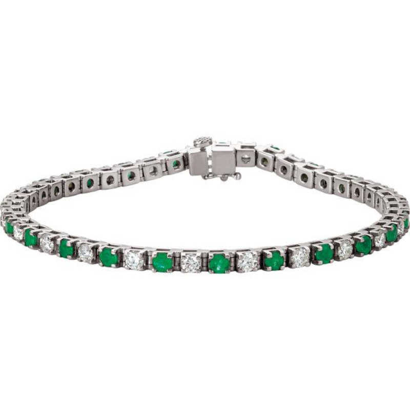Emerald and Diamond Tennis Bracelet