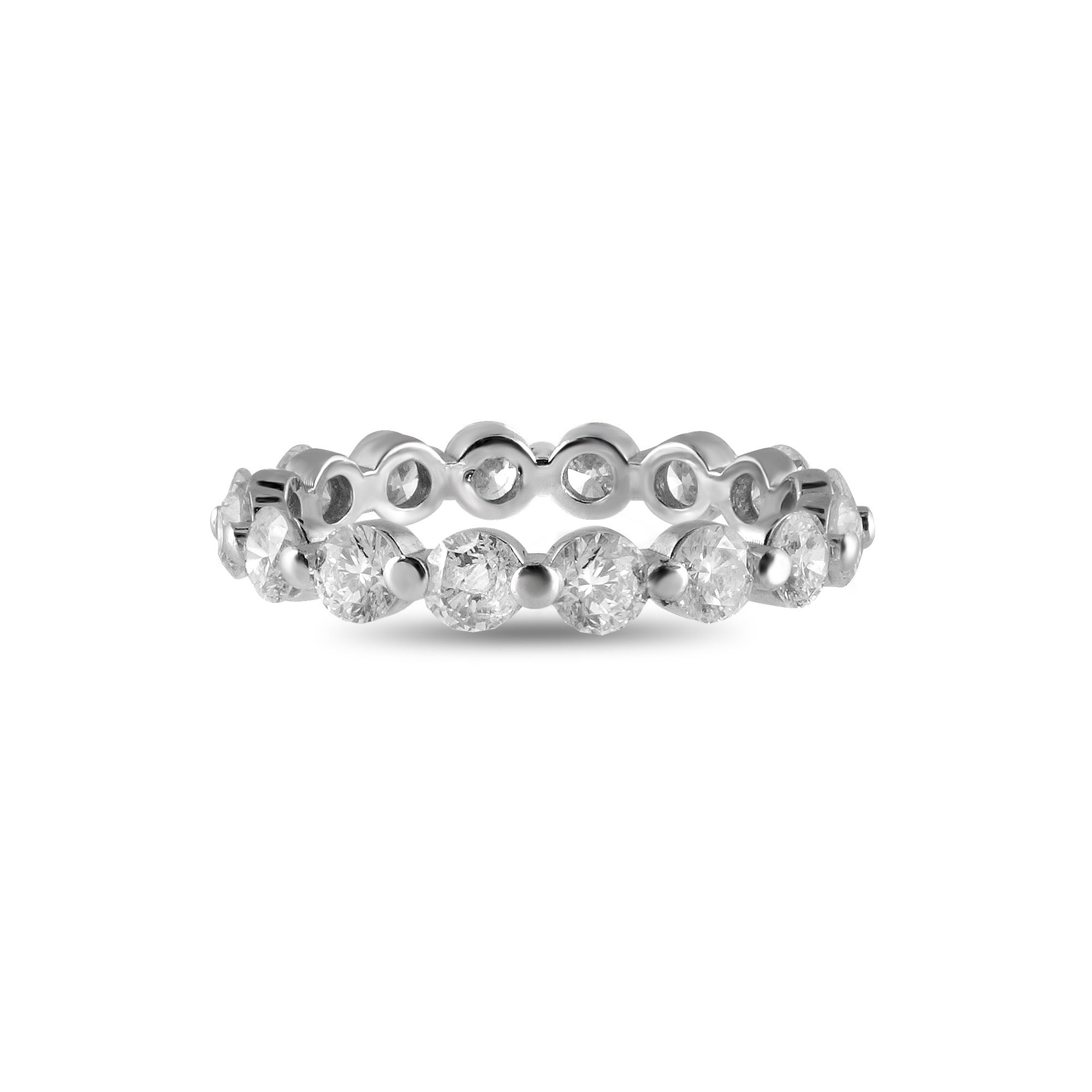 14k White Gold Eternity Band with Round Diamonds Main image