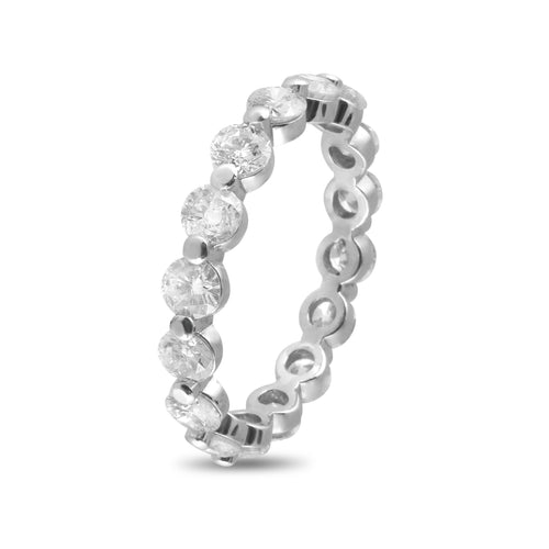 14k White Gold Eternity Band with Round Diamonds