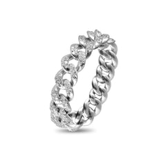 Cuban Link Chain Ring with Diamonds