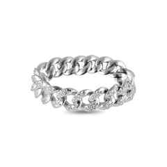 Cuban Link Chain Ring with Diamonds