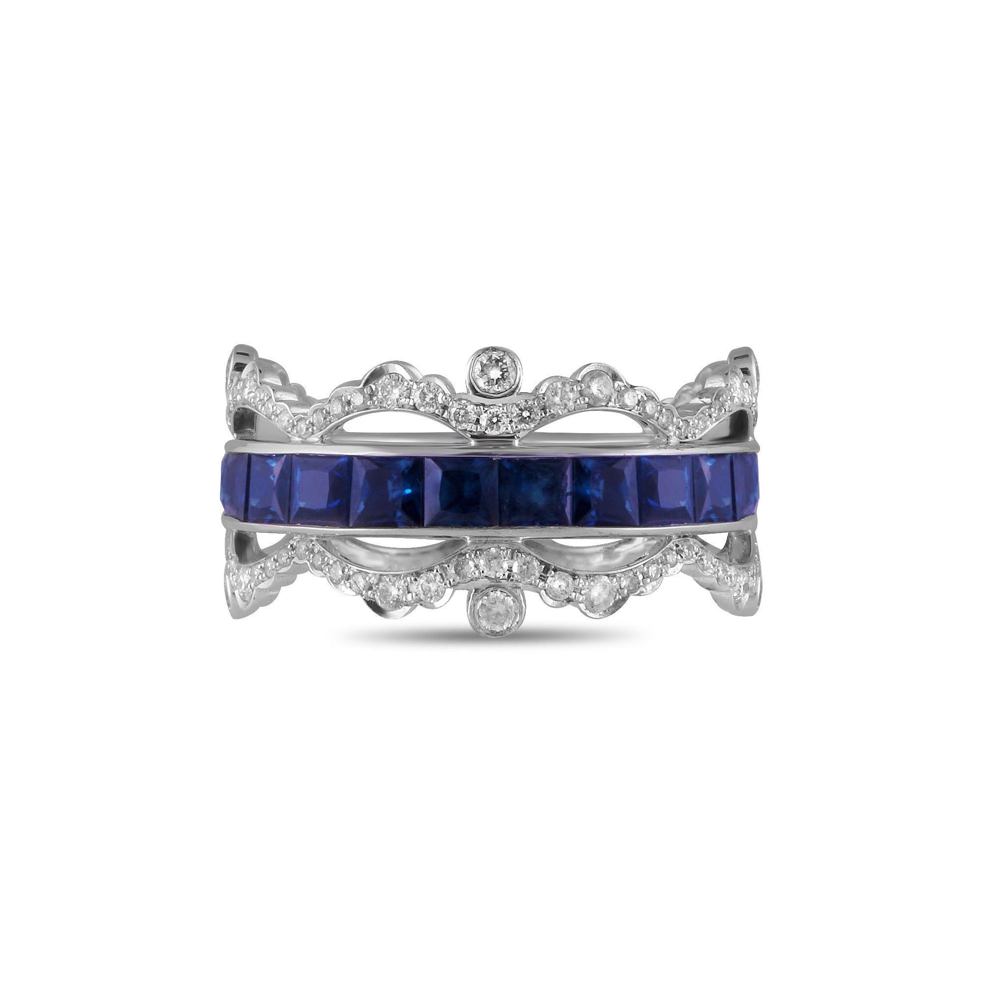 Sapphires and Diamonds Crown Ring Main image
