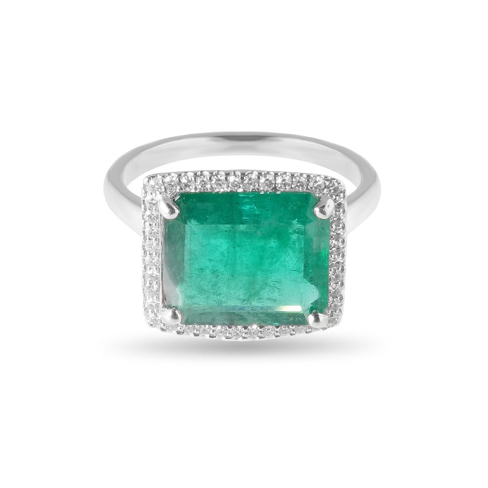 Emerald Ring with Diamond Halo Secondary image