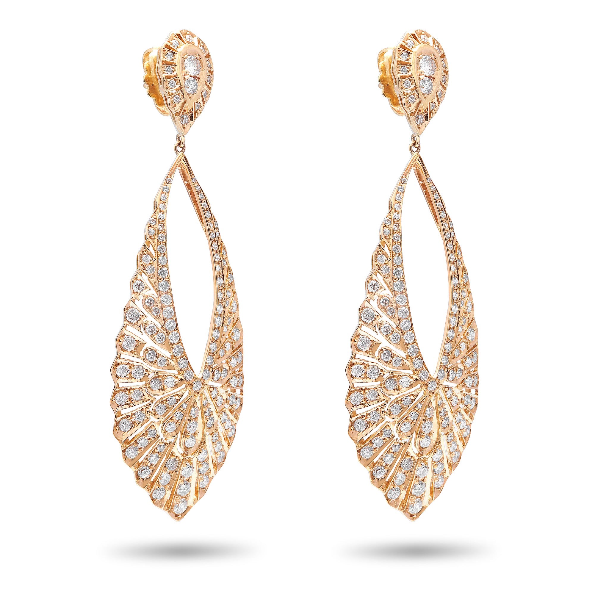 Rose Gold and Diamonds Teardrop Earrings Secondary image