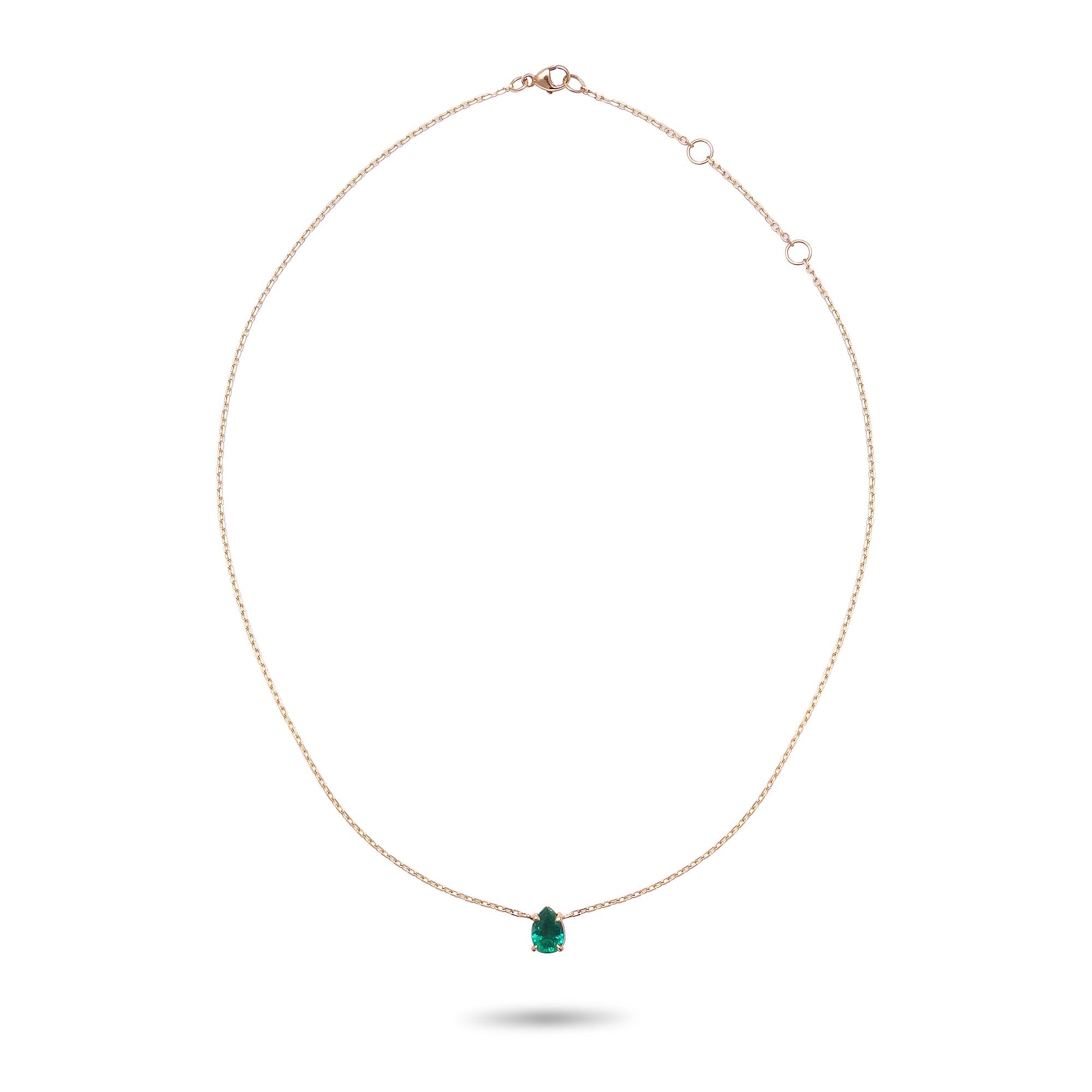 Pear Shaped Emerald Solitaire Necklace Main image