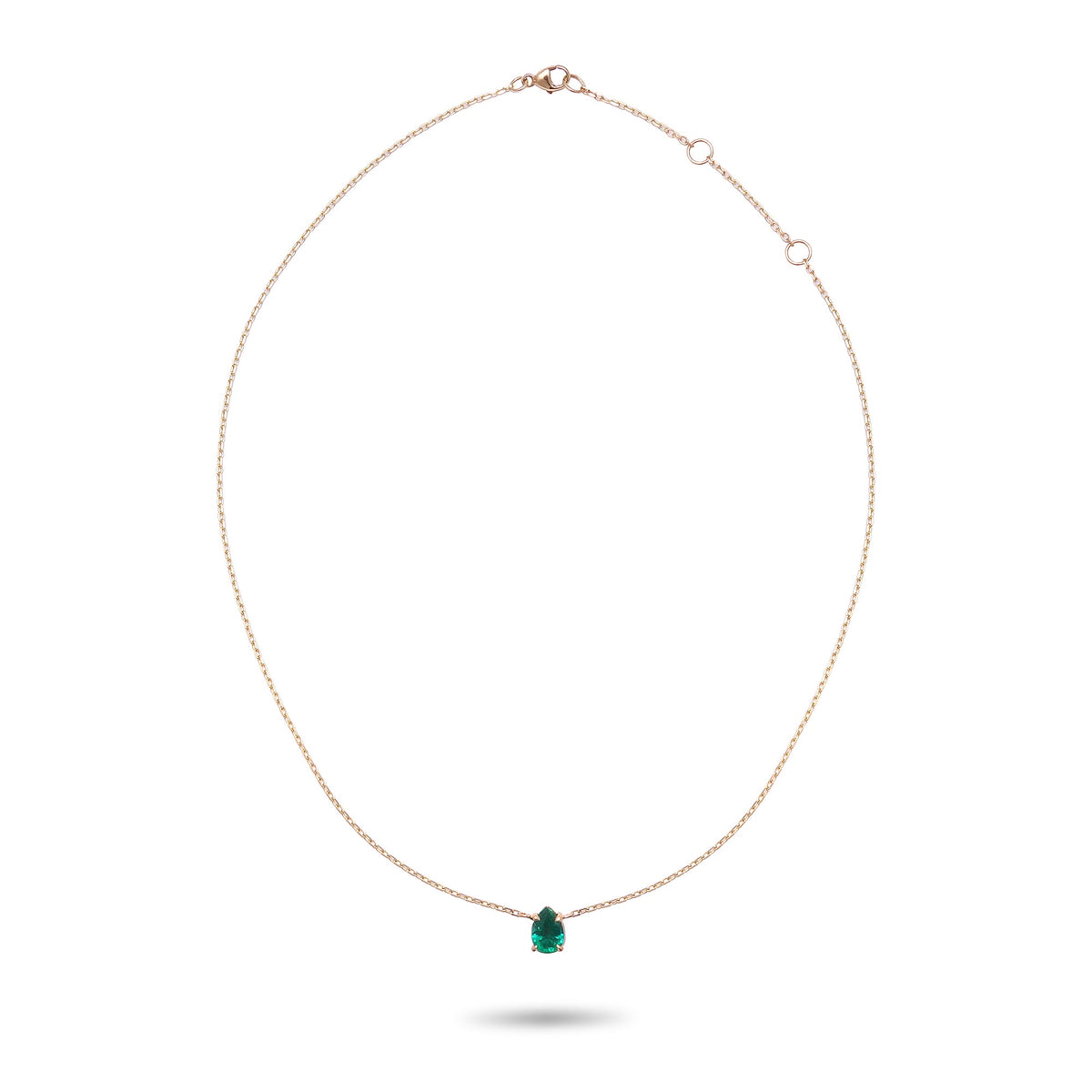 Pear Shaped Emerald Solitaire Necklace