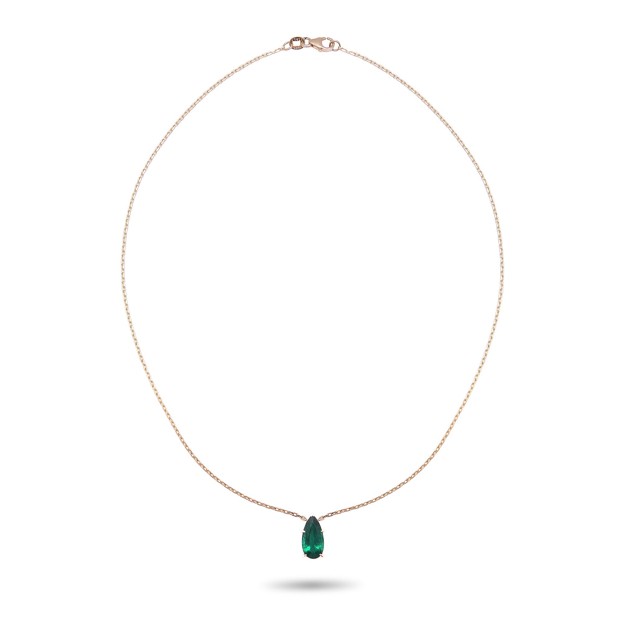 Pear Shaped Emerald Solitaire Necklace