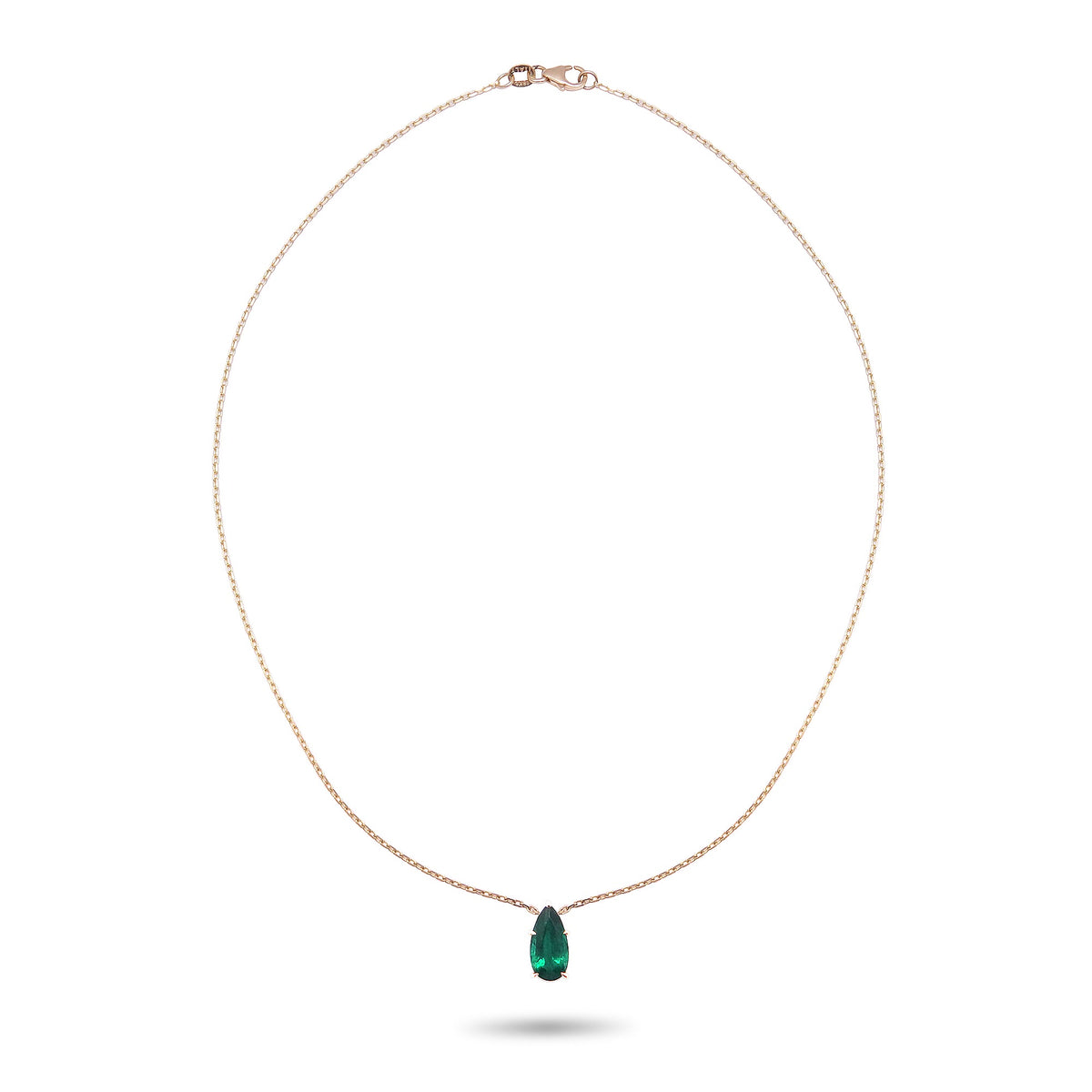 Pear Shaped Emerald Solitaire Necklace