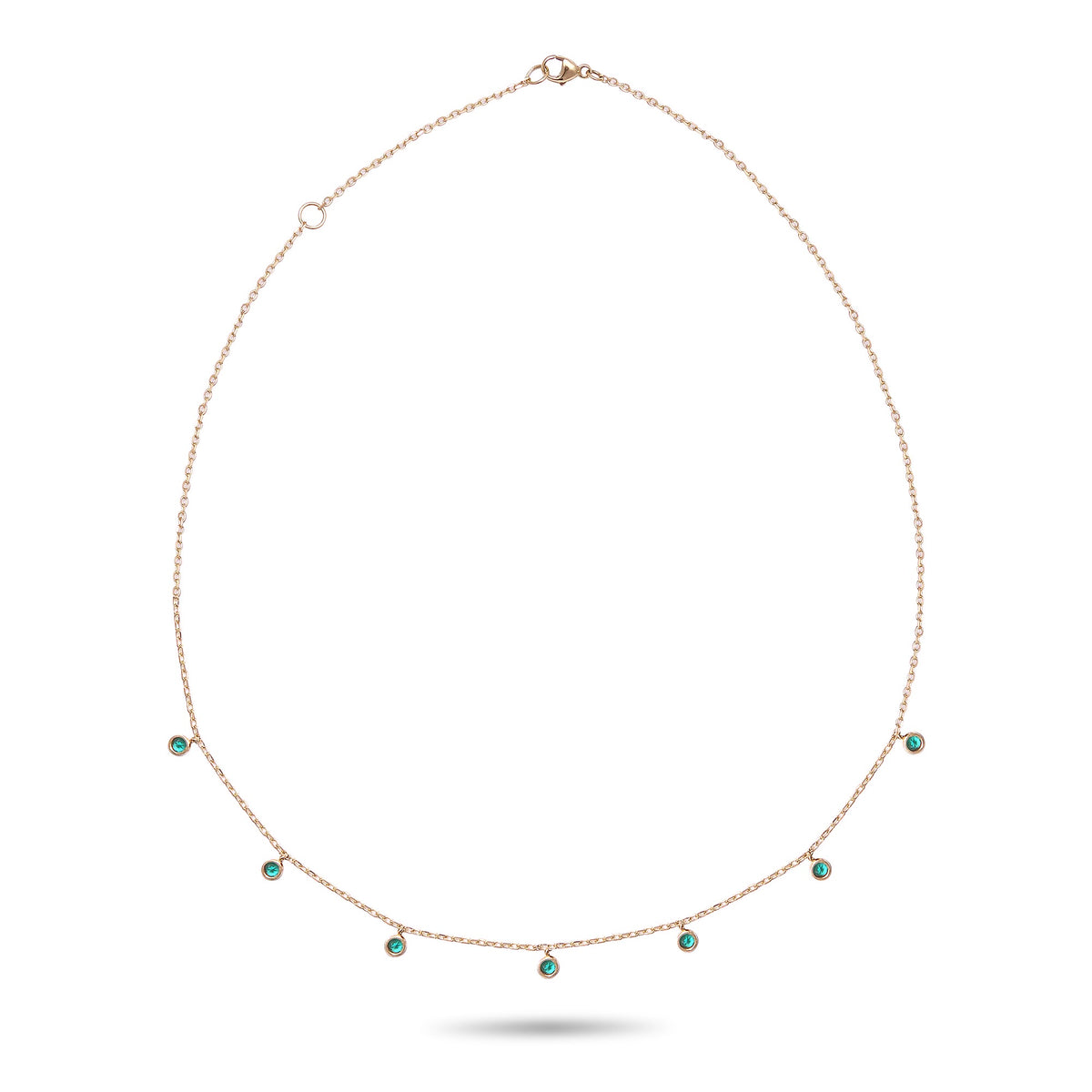 Bezel Set Garland Emerald Necklace