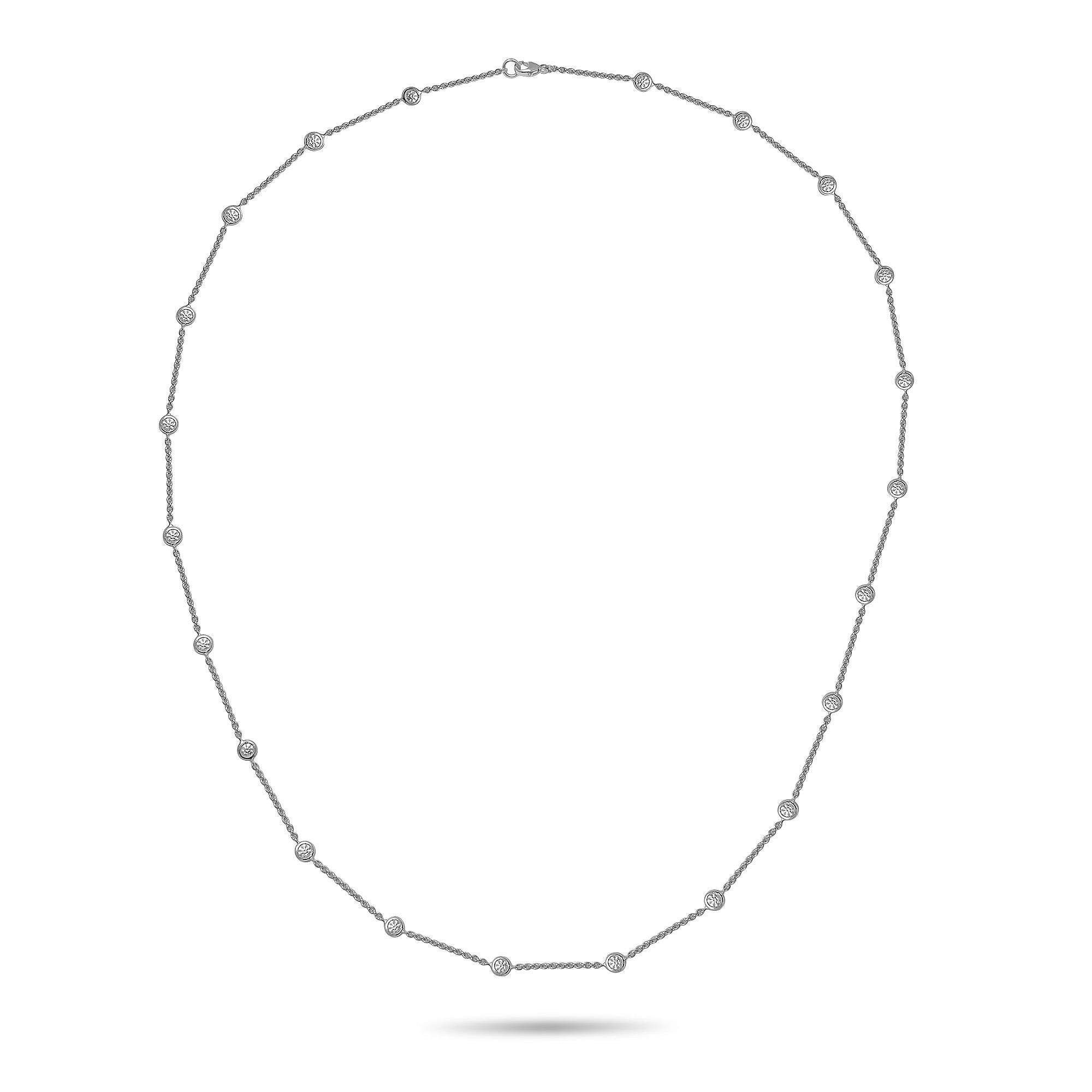 18k White Gold Diamond By The Yard Bezel Set Necklace Main image