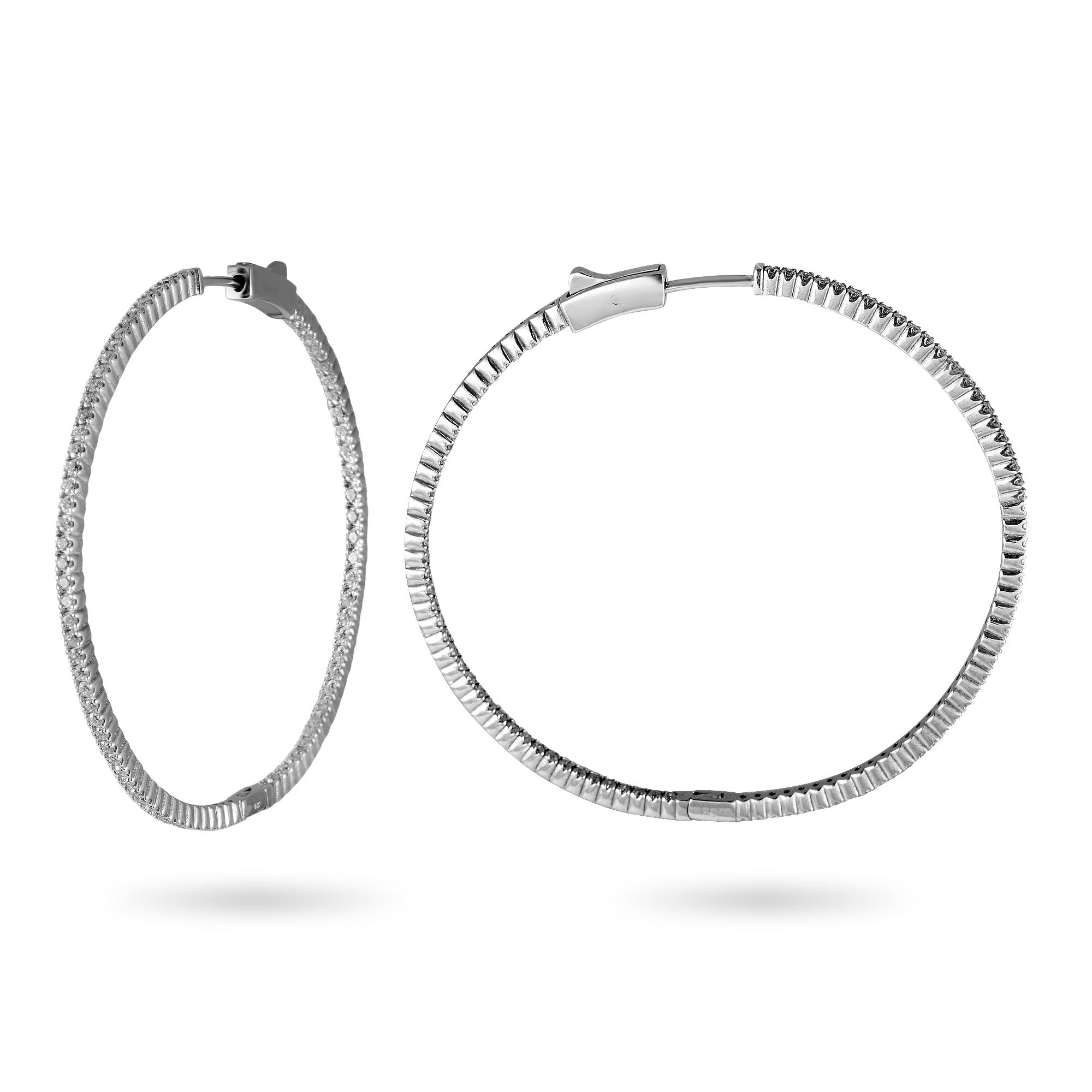 Thin Diamond Hoop Earrings Secondary image