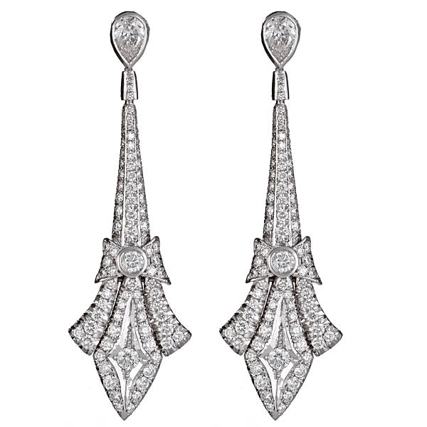 Art Deco Style Dangle Earrings with Diamonds Main image