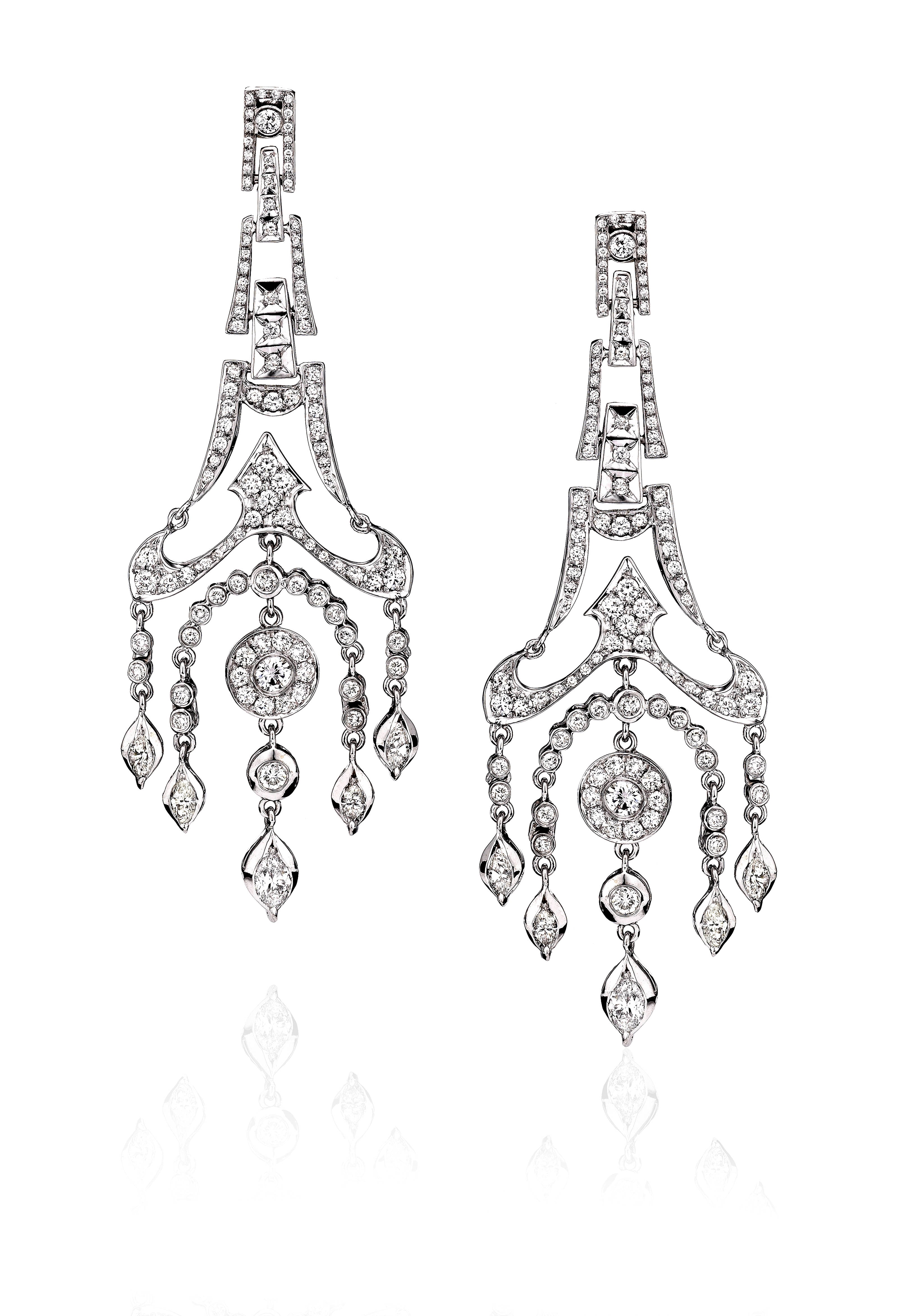 White Gold Chandelier Earrings with Diamonds Secondary image