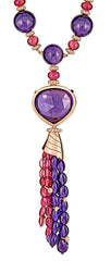 Pink Sapphires & Amethysts Necklace with Diamonds