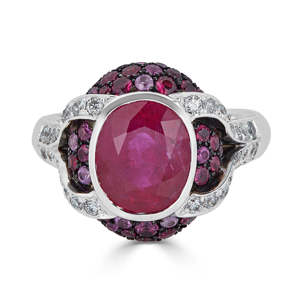 Ruby and Pink Sapphires Art Deco Ring Main image