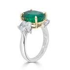 7 Stone Prong Set Emerald and Pear Shape Diamond Ring