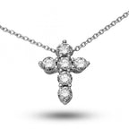 Round Diamond Cross Pendant - Small