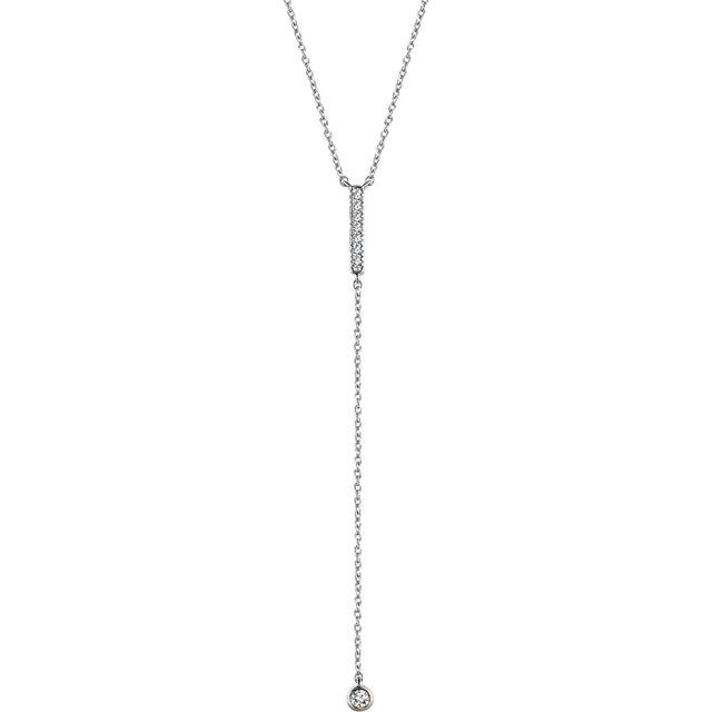 Pave Diamond Bar and Chain "Y" Necklace