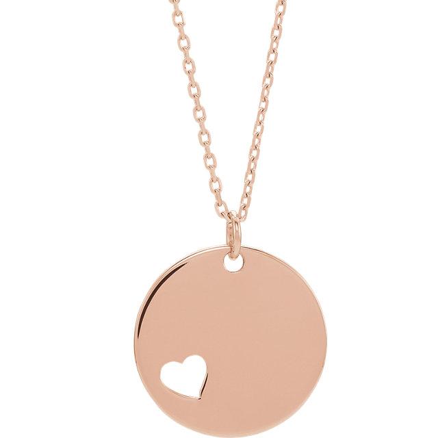 Engravable Heart Disk Pendant