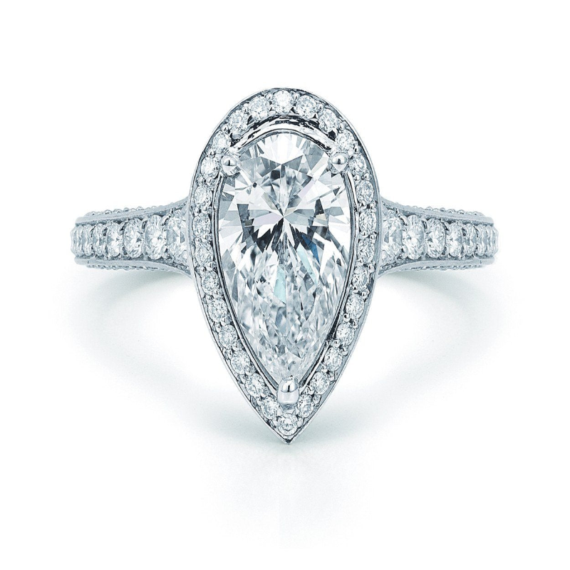 Pear Shape Framed Diamond Engagement Ring Main image