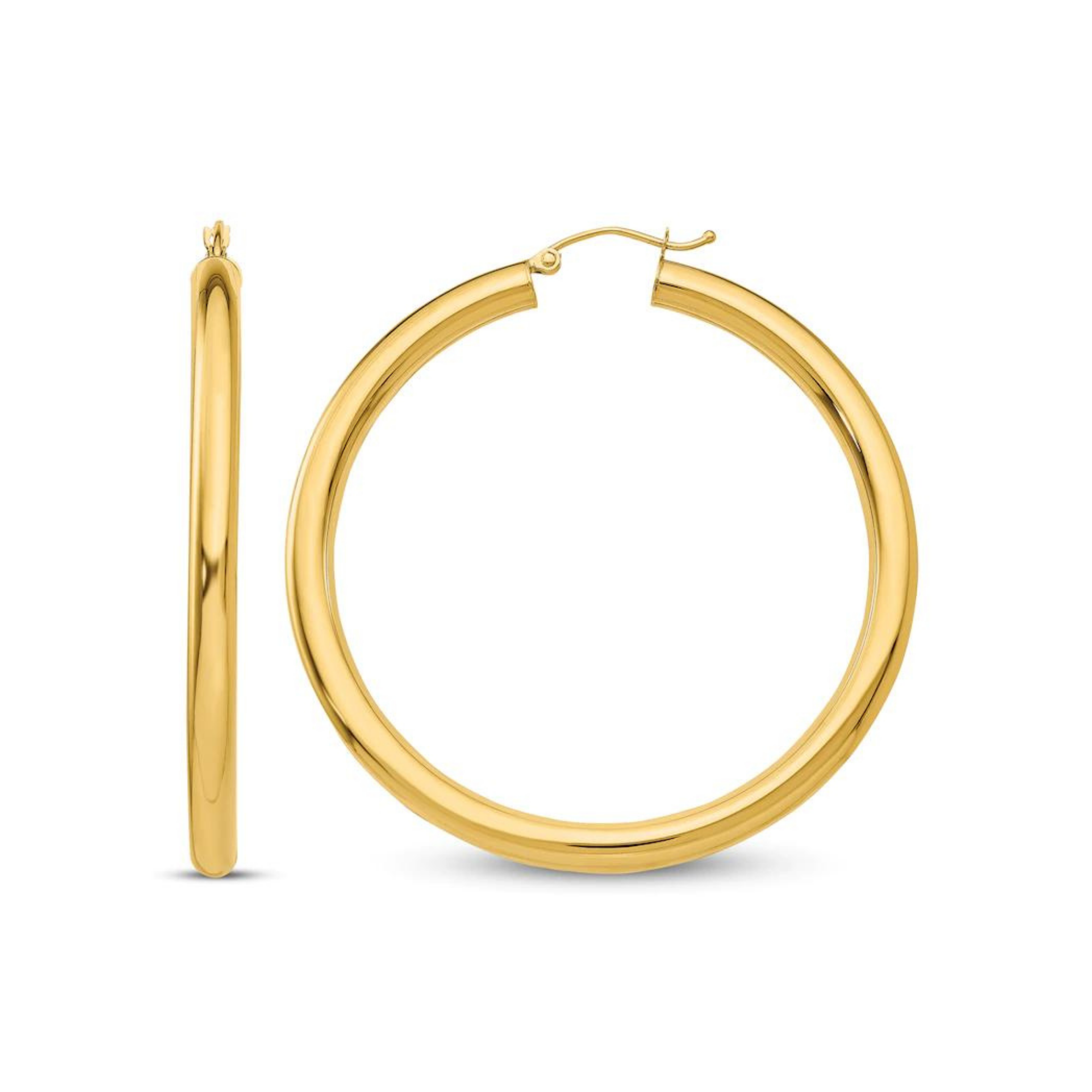 14k Yellow Gold 40mm Tube Hoops